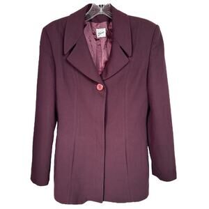 MAX DINE Women's Vintage Blazer Jacket Long Sleeve Fully Lined Size S Burgundy